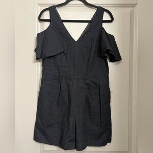 Anthropologie Elevenses Cold Shoulder Black Romper Size 4